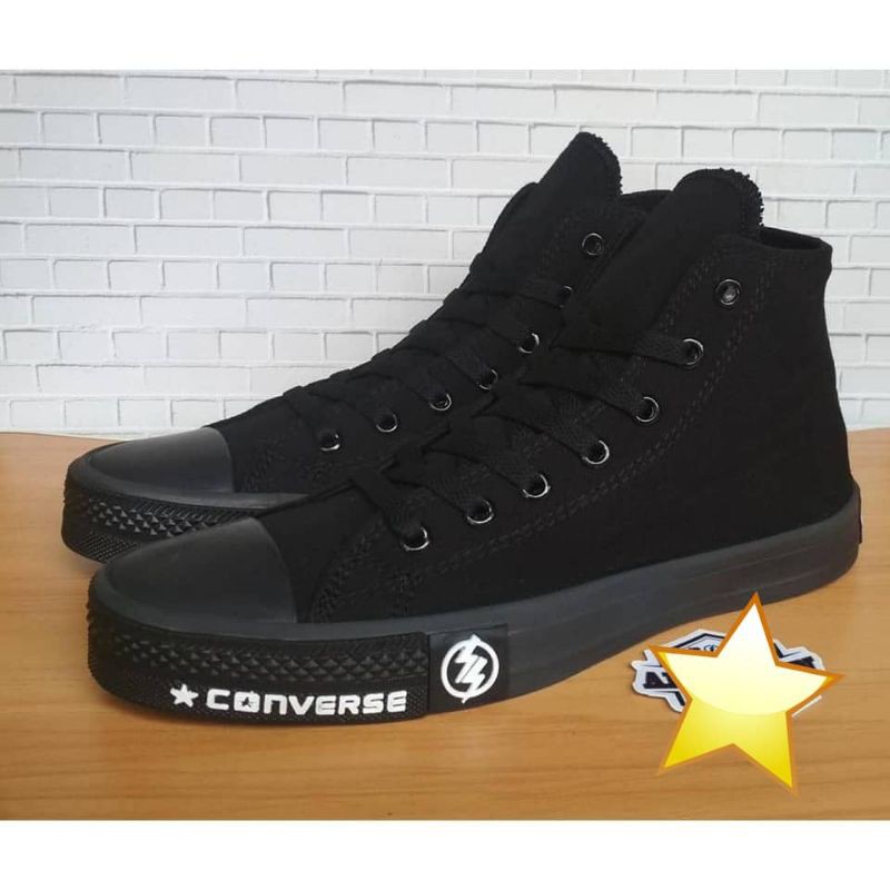 converse all black high cut