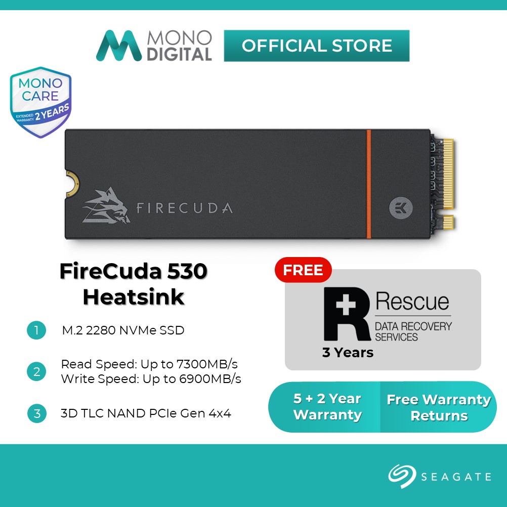 Seagate FireCuda 530 Heatsink 3D TLC NAND NVMe PCIe Gen4 x4 Internal