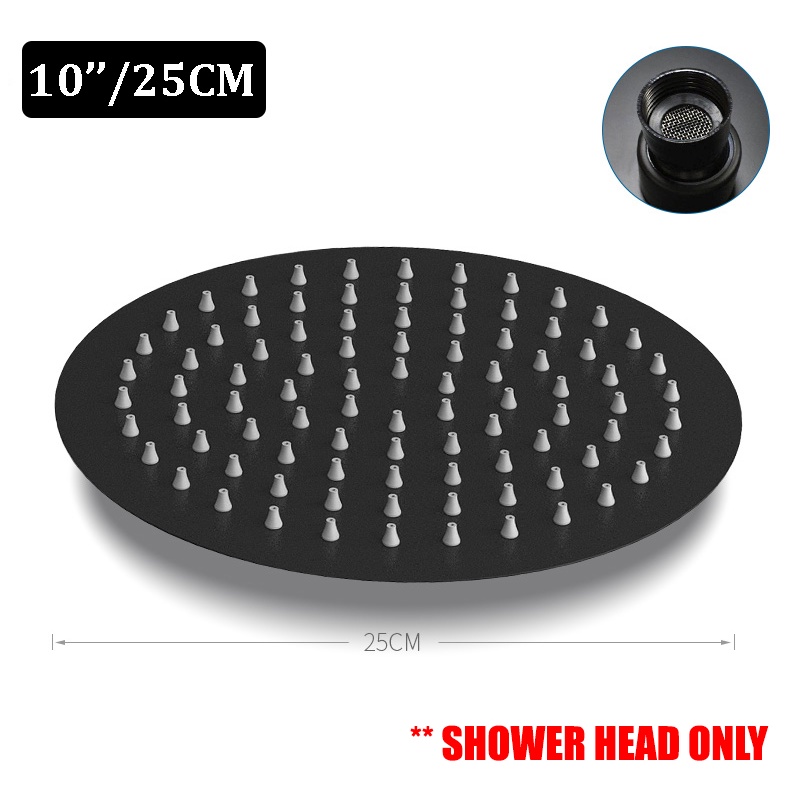 BLACK-RD260 / RD210 / RD320 - 8INCH / 10INCH / 12INCH 304 STAINLESS STEEL RAIN SHOWER ROUND OR WALL-MOUNTED ARM ONLY 淋浴间