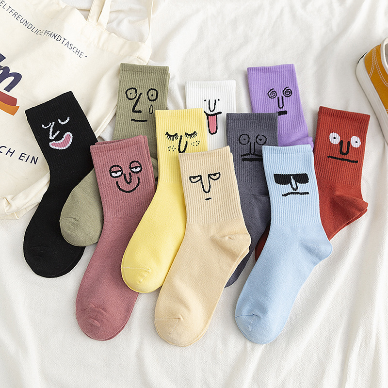 Cute ladies socks funny expression unisex socks