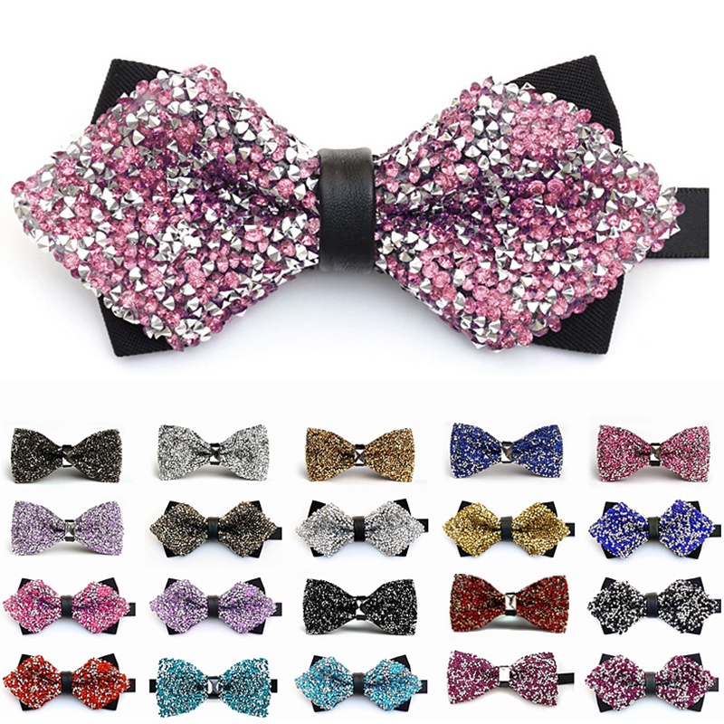 Luxury Diamond Crystal Gem Bowties Men Fashion Wedding Party Neckwear Decoration Banquet Male Bow Tie Suit Accessories Gifts