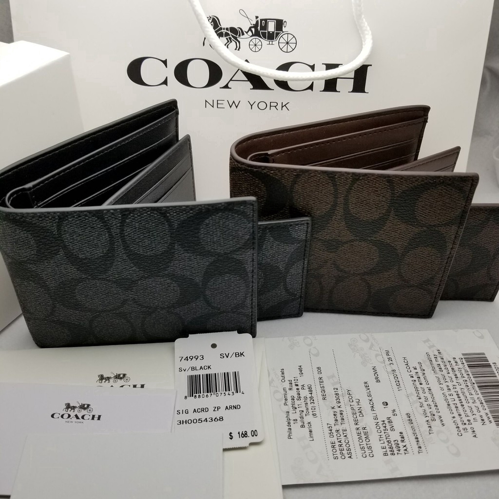 6.6/6.18 Promotion Day Coach wallet COACH Men's Wallets Fold Over 