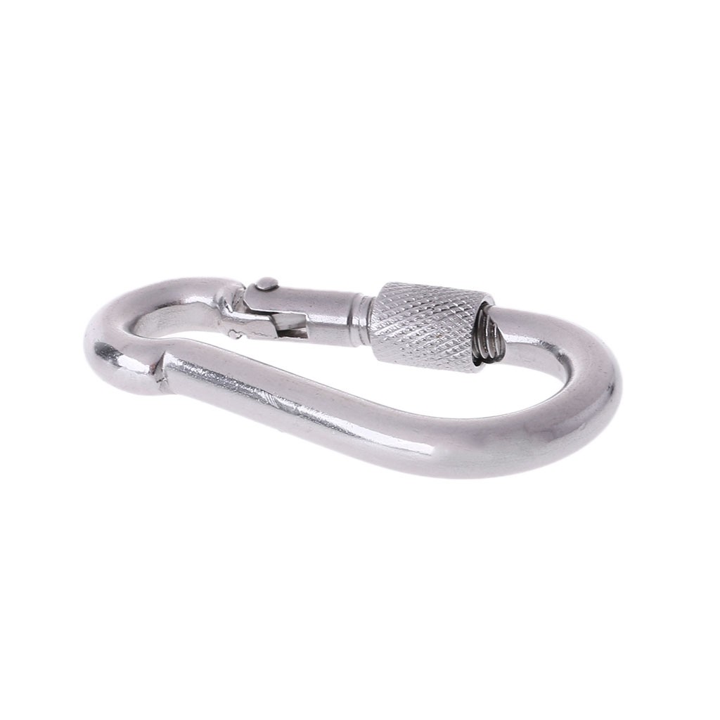 Stainless Steel Carabiner With Screw Lock Snap Hook Safety Buckle EDC Keychain
