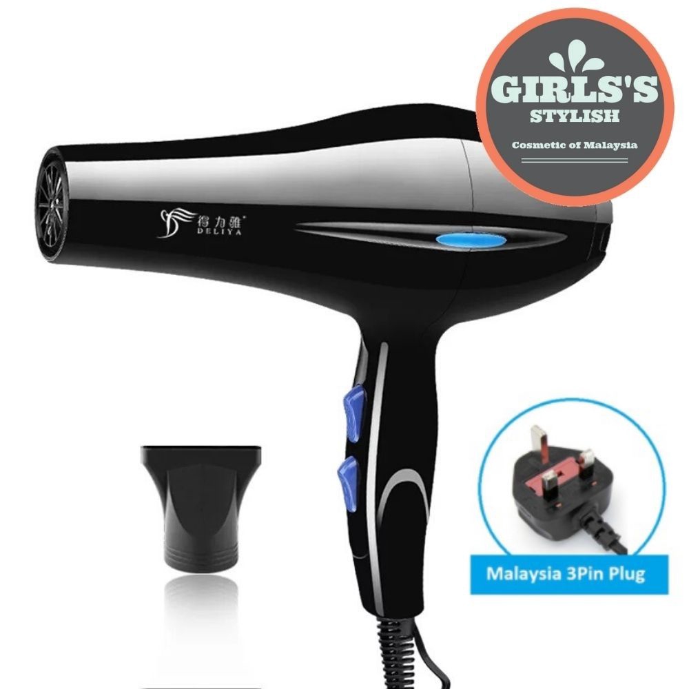 Deliya 8020 (3 Pin Plug) Professional Strong Wind Saloon Hair Dryer Big & Light Weight