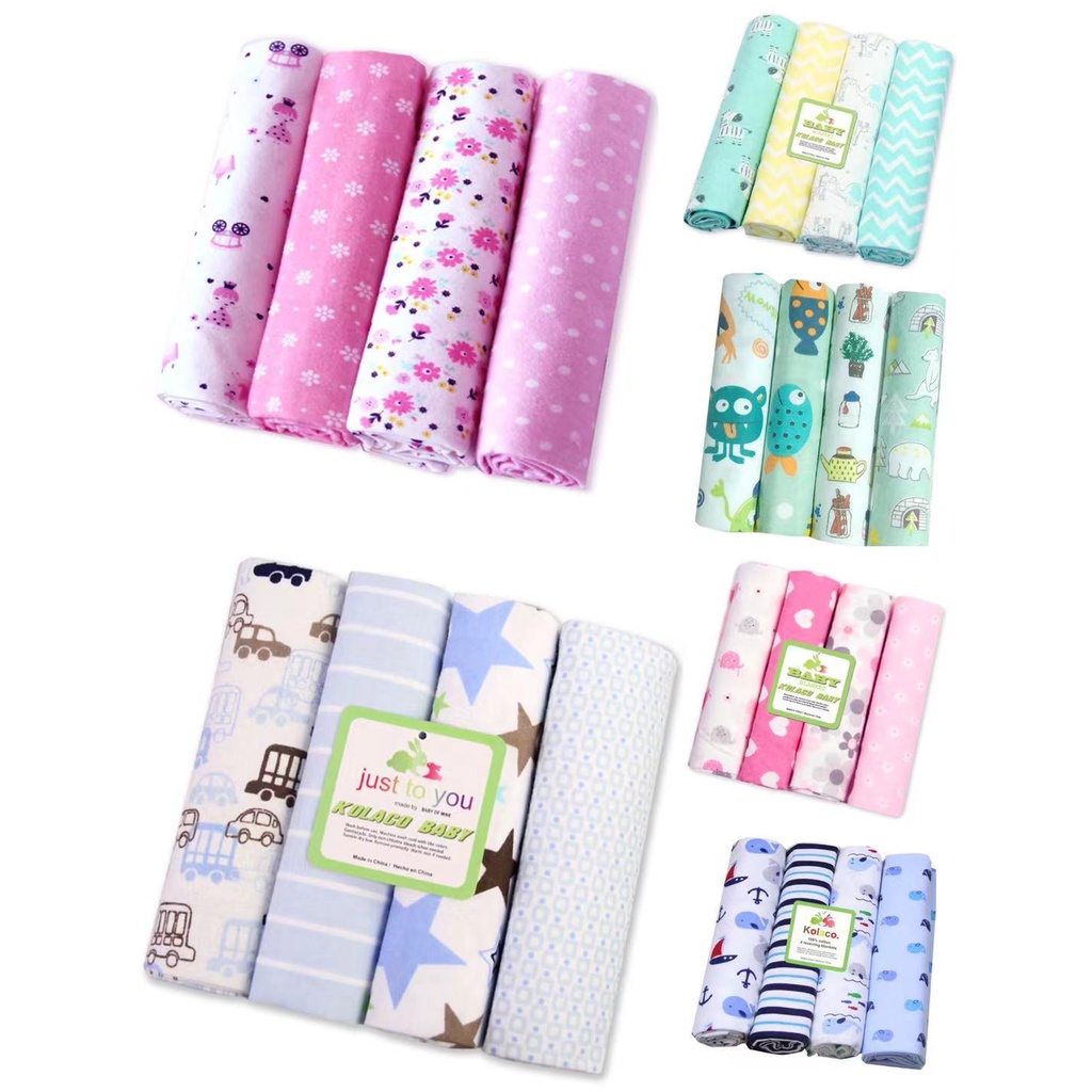 Newborn Baby swaddle napkin receiving blanket 4 in 1 cotton bedung bayi ...