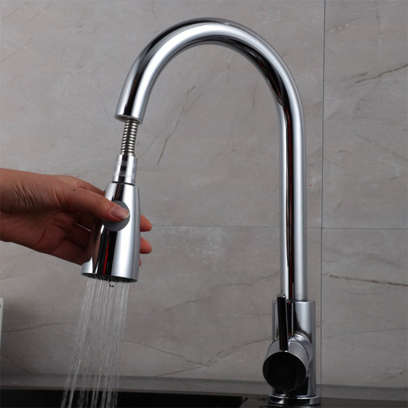 Modern Single Lever Handle Pull Down Sprayer Brushed Nickel