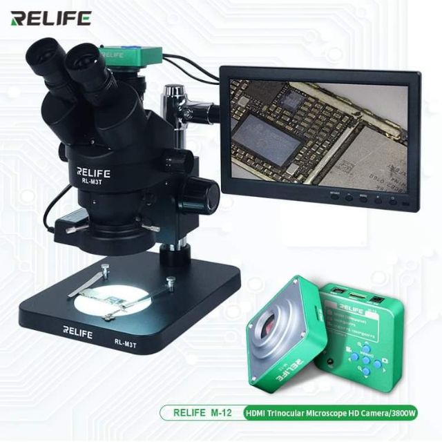 Hot Item Relife Rl M3t Complate Set Microscope Whit Hdmi Camera And Screen Monitor Shopee Malaysia