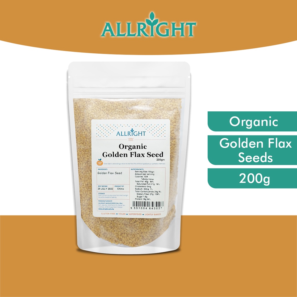 AllRight Organic Golden Flax Seeds (200g) | Shopee Malaysia