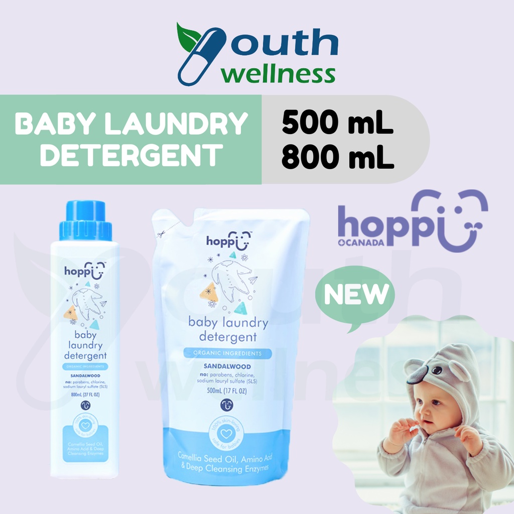 Hoppi 100 Organic Baby Laundry Detergent Bottle & Refill Pack (500mL