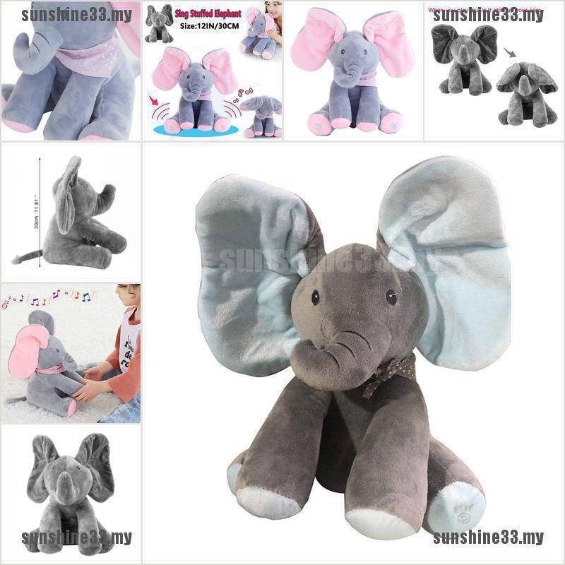 talking elephant plush toy with music