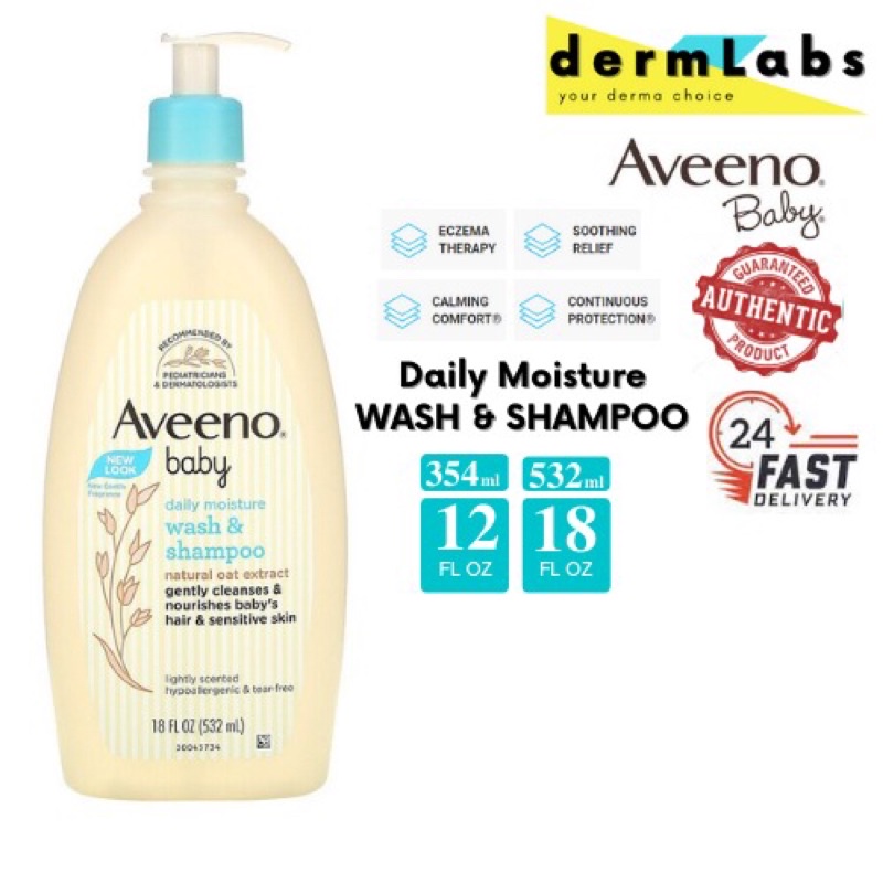 (READY STOCK) AVEENO BABY, Wash & Bath Shampoo, lightly Scented whole