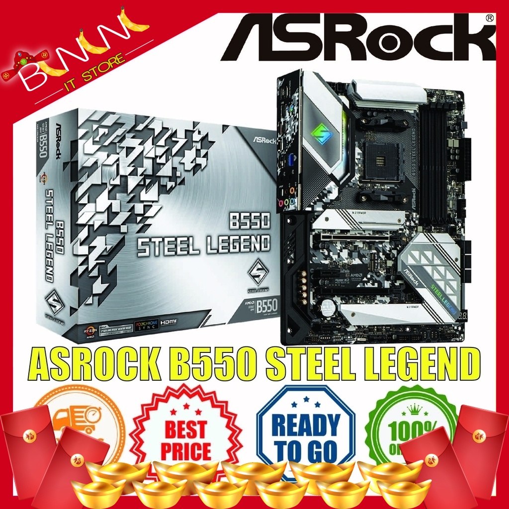 [Ready Stock] ASROCK B550 STEEL LEGEND AMD MOTHERBOARD | Shopee Malaysia