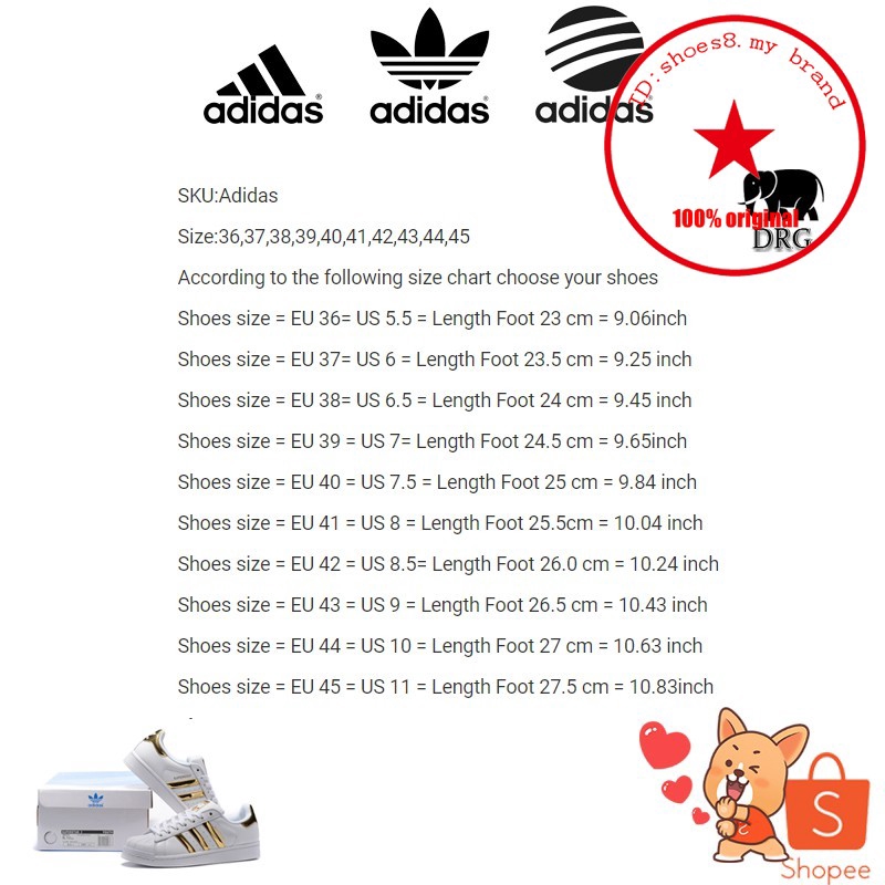 adidas us 7 size chart