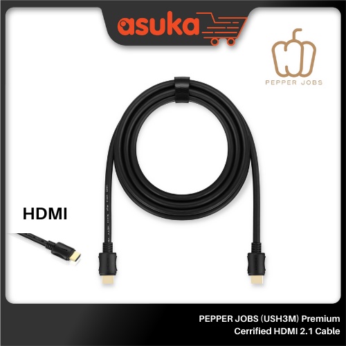 PEPPER JOBS (UHS3M) Premium Cerrified HDMI 2.1 Cable, EAN