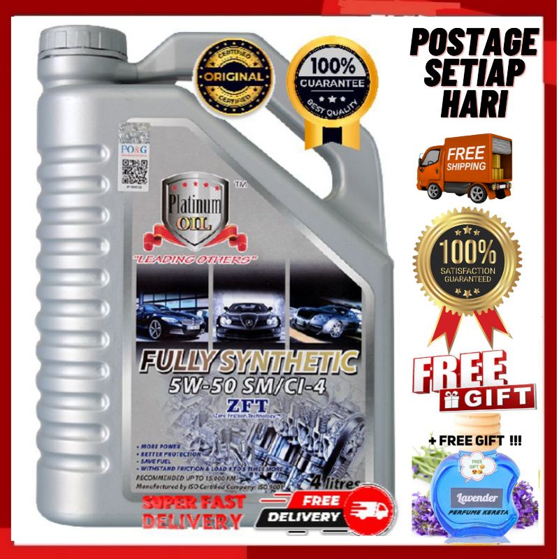 Platinum Oil Fully Synthetic 5w 50 With Zft 4l Engine Oil Minyak Hitam Kereta Free Shipping Shopee Malaysia