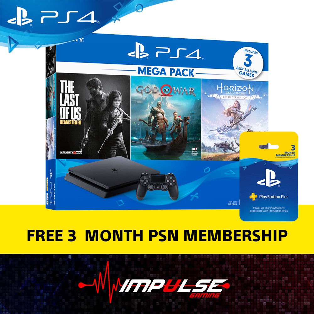 PS4 Sony PlayStation®4 Slim 1TB Mega Pack Bundle With 3 Games [Last of ...