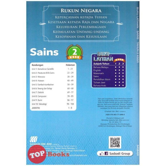 Topbooks Sasbadi Buku Latihan Kssr Pbd Sains Tahun 2 2020 Shopee Malaysia