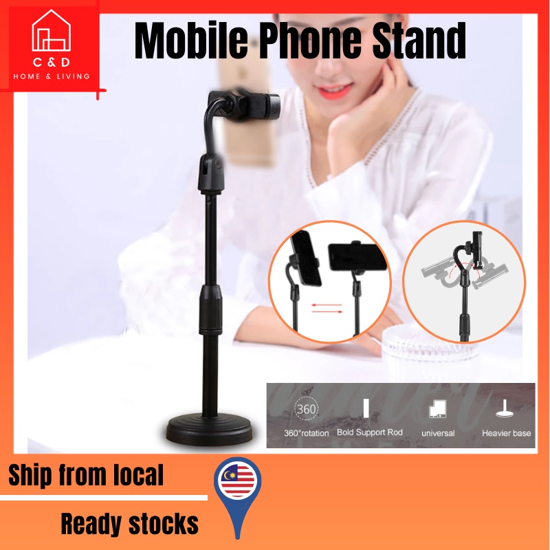 Hand Phone Stand Clip Holder Kaki Mobile Fon Klip Meja Mini Live