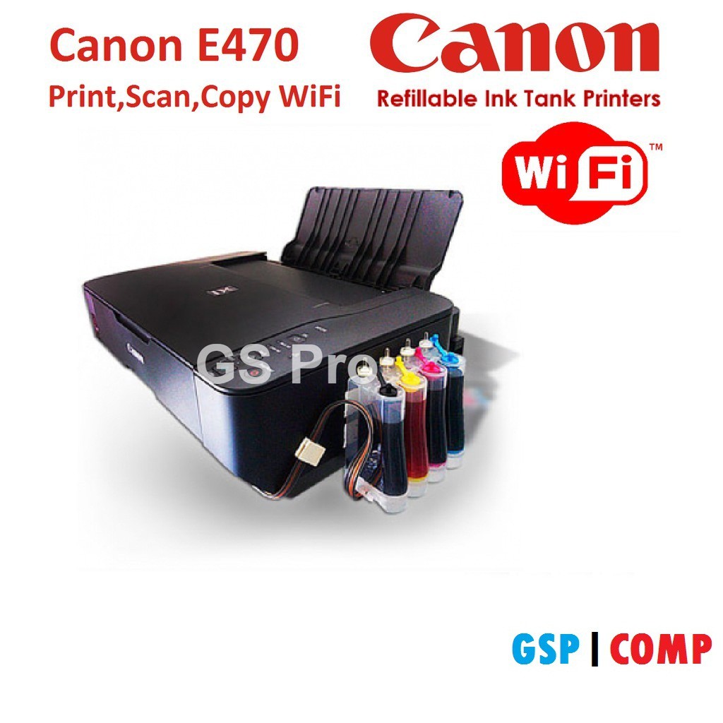 Canon Pixma E470 Printer With Ciss Tank Print Scan Copy Wifi Shopee Malaysia