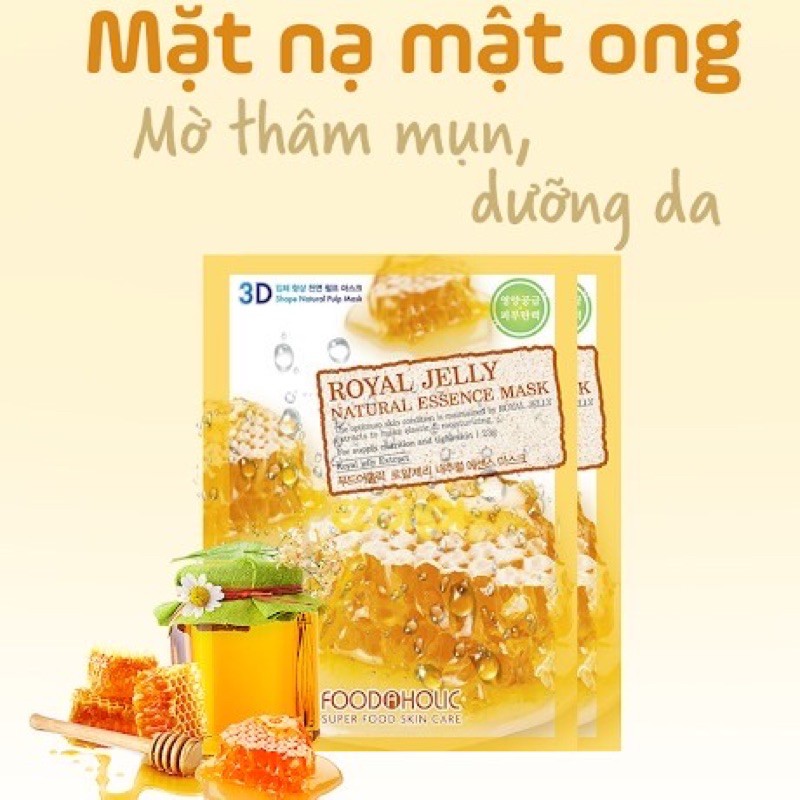 3D Foodaholic Royal jelly mask Royal jelly essence skin mask Shopee