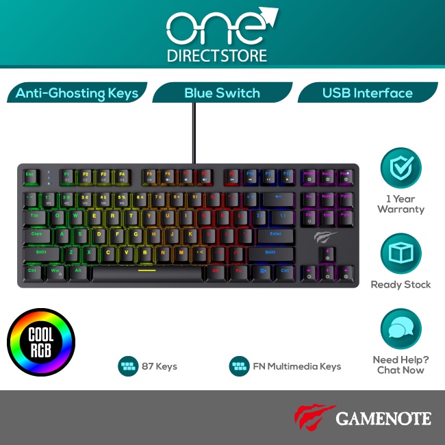 GAMENOTE KB869L USB RGB Backlit AntiGhosting Keys Mechanical Gaming