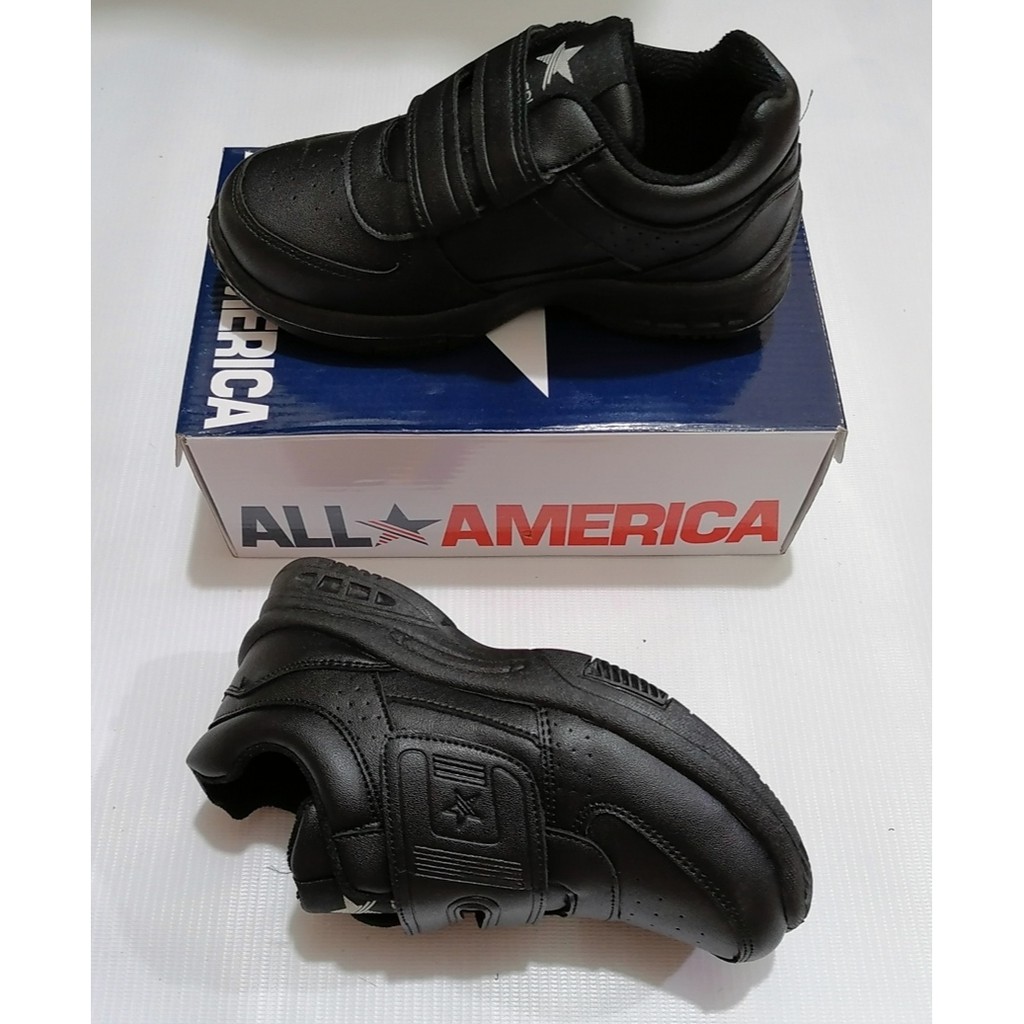 All America Kasut Sekolah Hitam 4916 (Waterproof)| Black School Shoes (Unisex) 4916