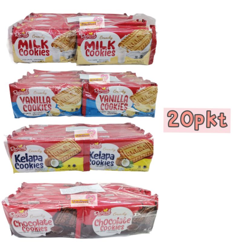 Richwell Biskut Crunchy Biscuit 20pkt [Milk/ Vanilla /Kelapa /Chocolate ...