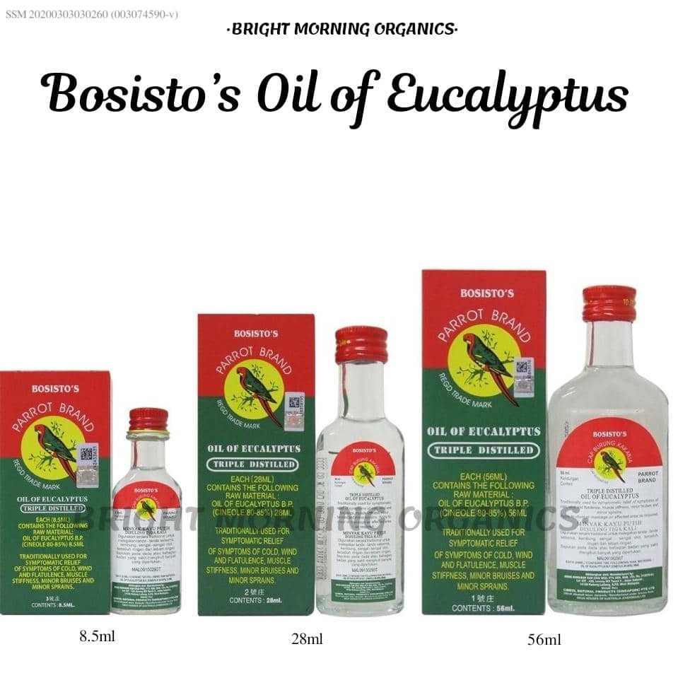 Bosisto S Parrot Brand Eucalyptus Oil Minyak Kayu Putih Cap Burung Kakak Tua 桉树油 尤加利精油 56ml 28ml 8 5ml Shopee Malaysia