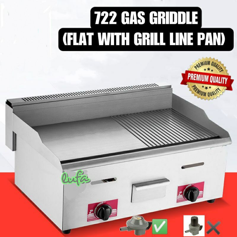 722 High Quality Commercial Gas Griddle burger stove ikan Bakar grill pan tepayaki pan mutabak