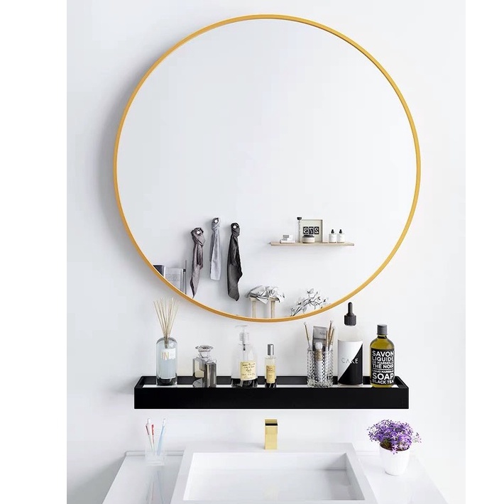 Cermin Bulat Kaca Round Mirror Gold Circle Wall Mirror Vanity Makeup