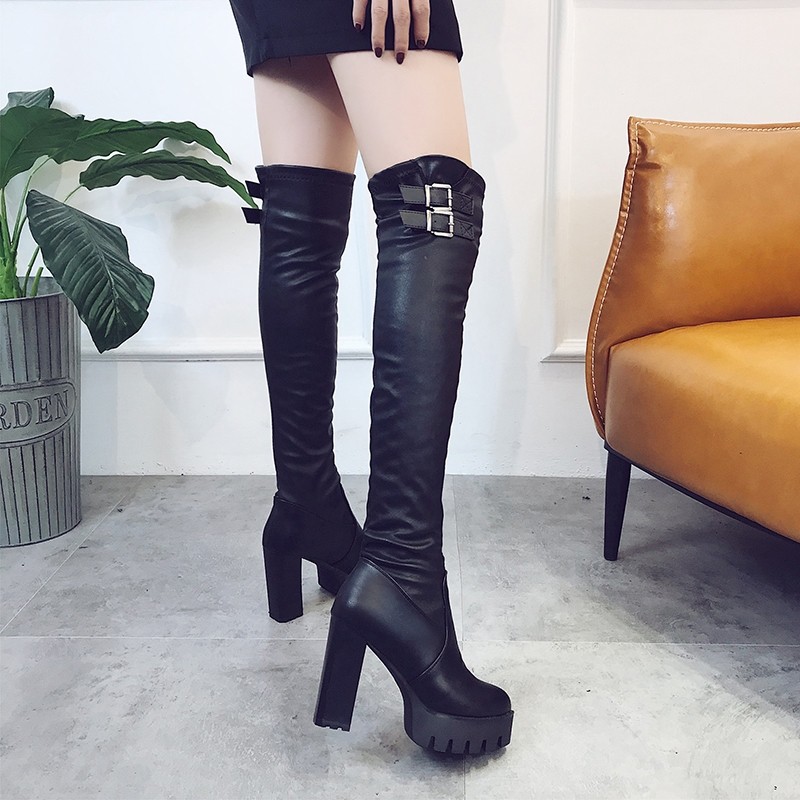 knee high heel boots for skinny legs