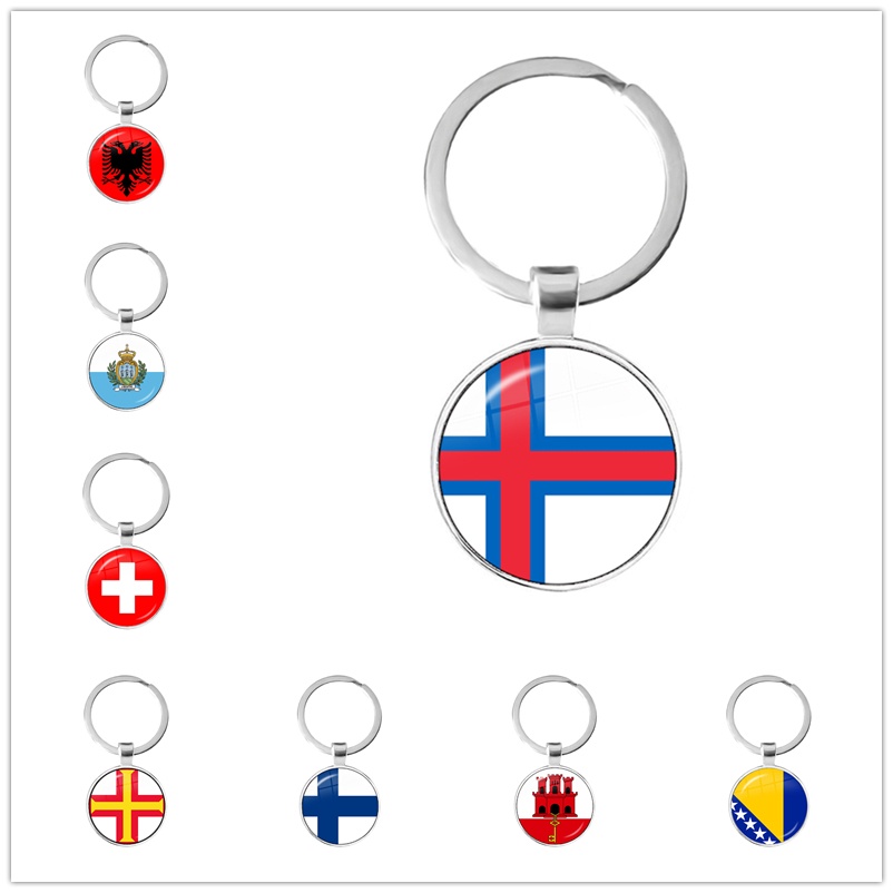 Gibraltarian Jersey San Marino Switzerland Guernsey Finland Faroe Islands Bosnia And Herzegovina Albania Nation Flag Key Chain