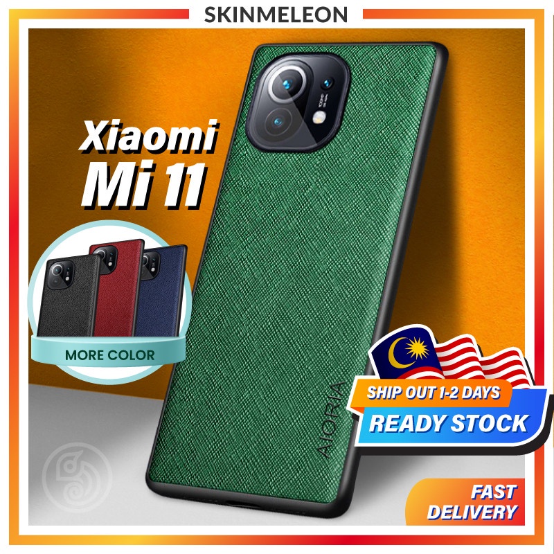 SKINMELEON Xiaomi Mi 11 Case Casing Phone Elegant Cross Pattern PU Leather Case TPU Protective Cover Phone Case
