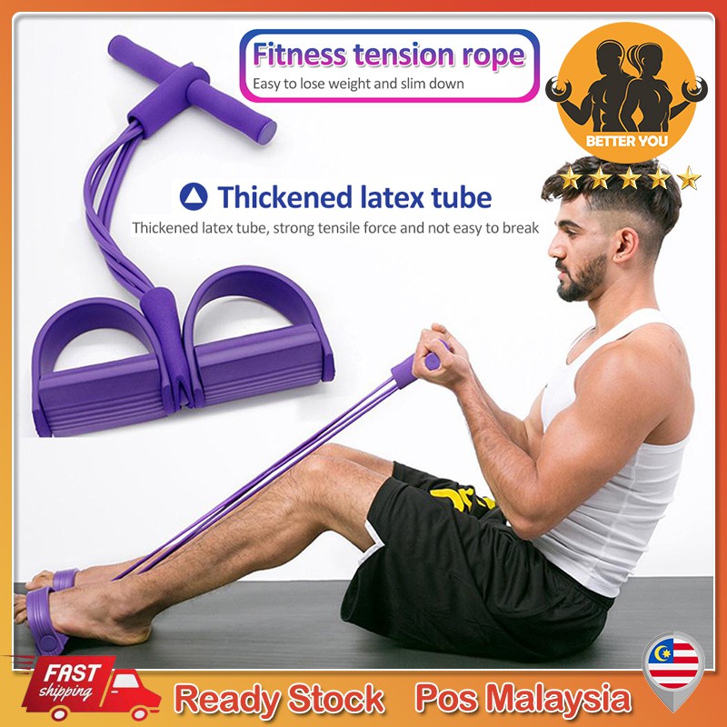 【Ready Stock】GYM Fitness Yoga Sit-up Equipment Pull Up Rope Elastic Band Legged Pedal Resistance Band Yoga Tarik Tali