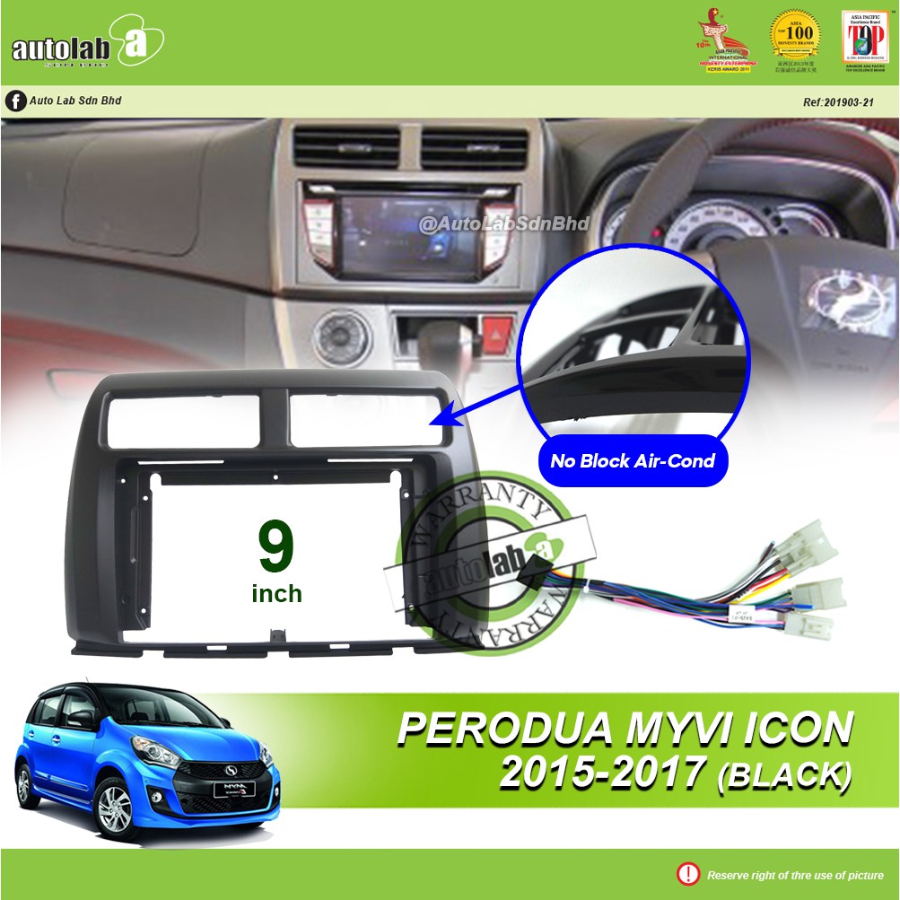 Android Player Casing 9" Perodua Myvi Icon 2015-2017 (Black) with Perodua 3H socket