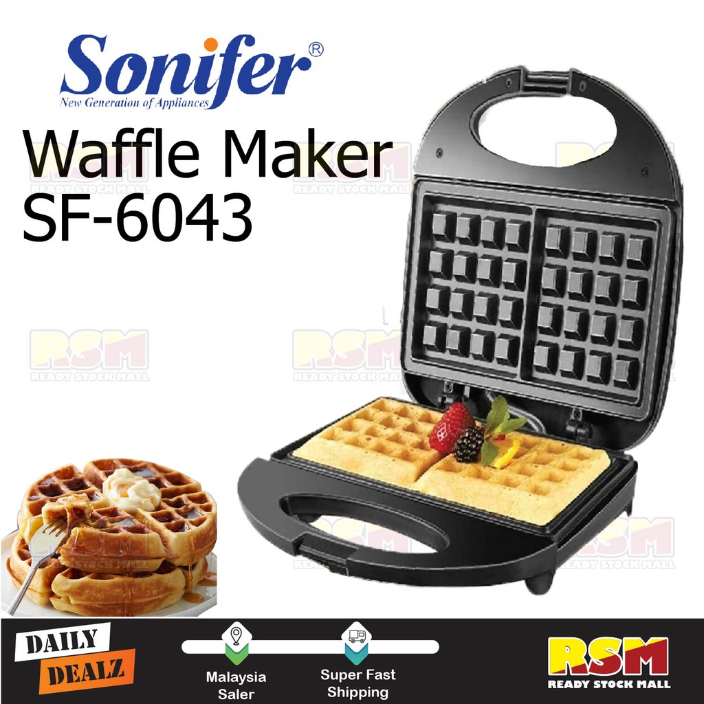 READY STOCK ‼️ SONIFER Electric Waffle Maker SF-6043 Breakfast Machine / SONIFER Mesin Waffle