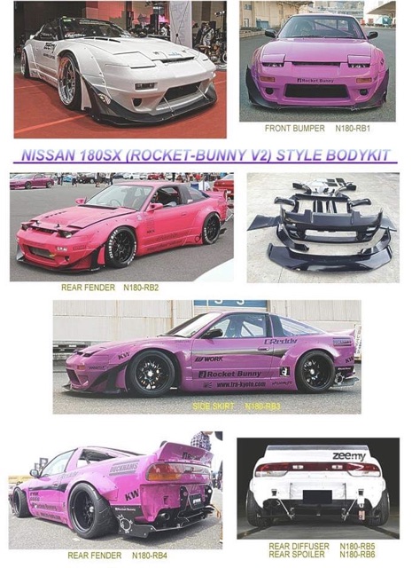 Nissan 180sx 180xs Rocket Bunny V2 Bodykit Body Kit Front Bumper Side Skirt Lip Fender Arch Flare Spoiler Diffuser Duct Shopee Malaysia
