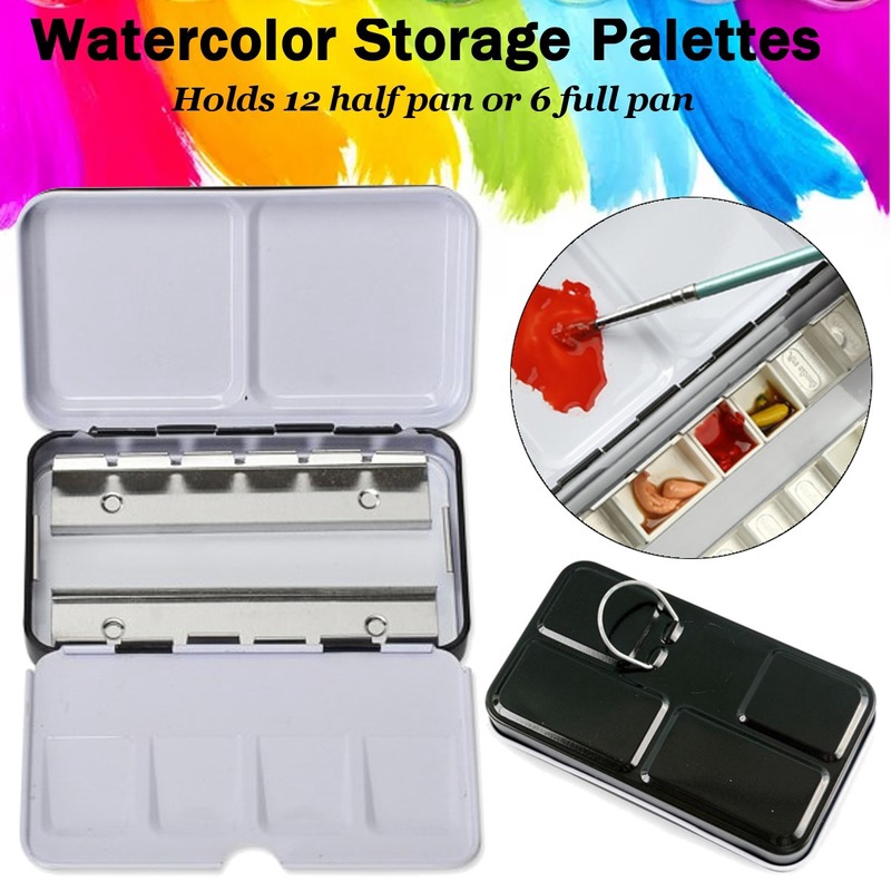 Can 12 grids Empty Watercolor Paints Tins Box Palette Metal
