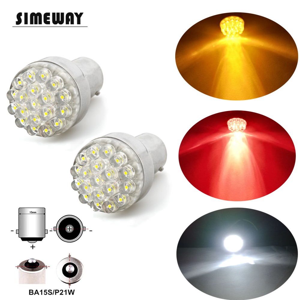 2pcs Ba15s 1156 P21w S25 Led Turn Light Signal Light Bulb 19 Led 5630 5730 Dc 12v White Color Backup Bulb Reverse Lights Shopee Malaysia