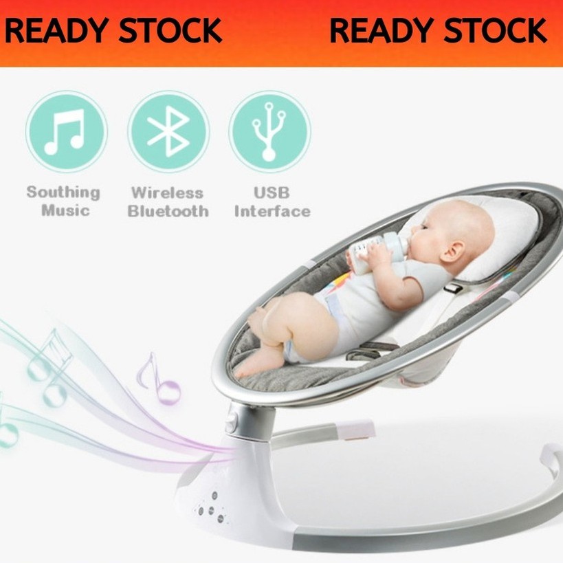 Ready Stock Electric Baby Swing Swing Leaf Buaian Baby Cradle Rocking Chair Auto Swing Leaf Portable Baby Swing