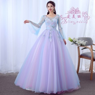 pastel gowns with sleeves