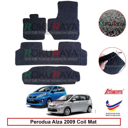 Perodua Alza 2009 12mm Coil Floor Mat Black Kawata Made In