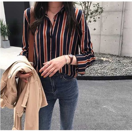 striped chiffon blouse