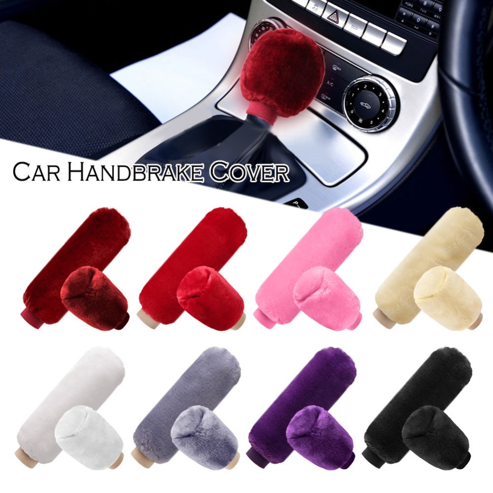 2pcs/sets Auto Winter Soft Warm Hand Brake Car Handbrake Grip Covers Gear Shift Knob Cover Handle Plush Sleeve