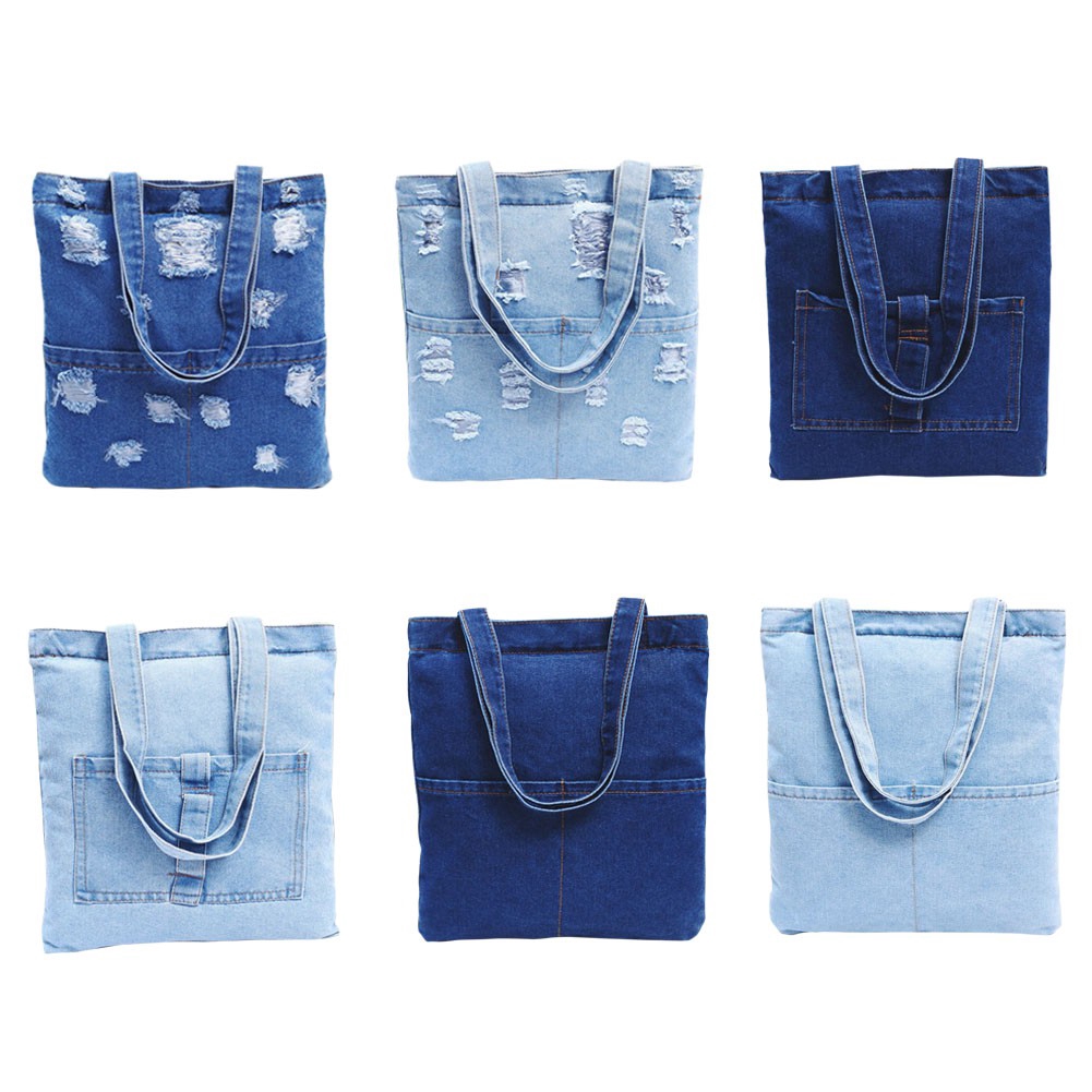 Retro Jeans Handbag Canvas Single Shoulder Denim Tote Bag Hot Women S Shopee Malaysia