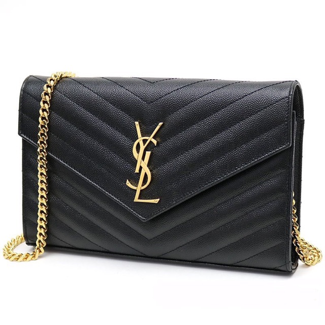 ysl black crossbody gold chain