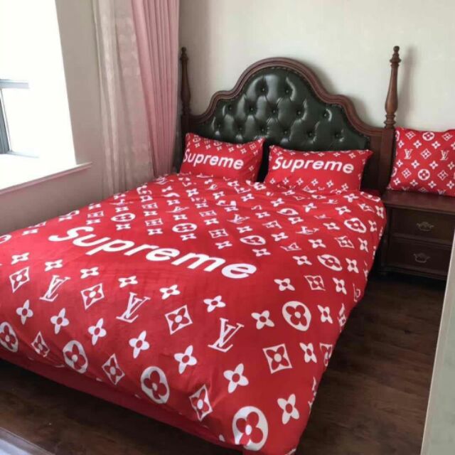 SALE] Louis Vuitton Supreme Red Sasuke Luxury Brand High-End Bedding Set Home  Decor