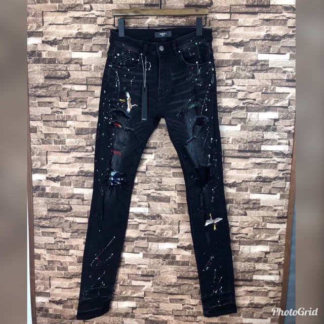 Amiri Art Patch Jeans Aged Black | Shopee Malaysia