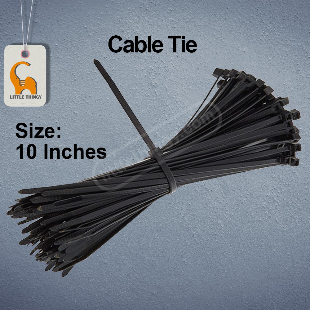 10 Inches (250mm) x 4.8mm 100pcs Nylon Black Cable Tie PVC Management ...