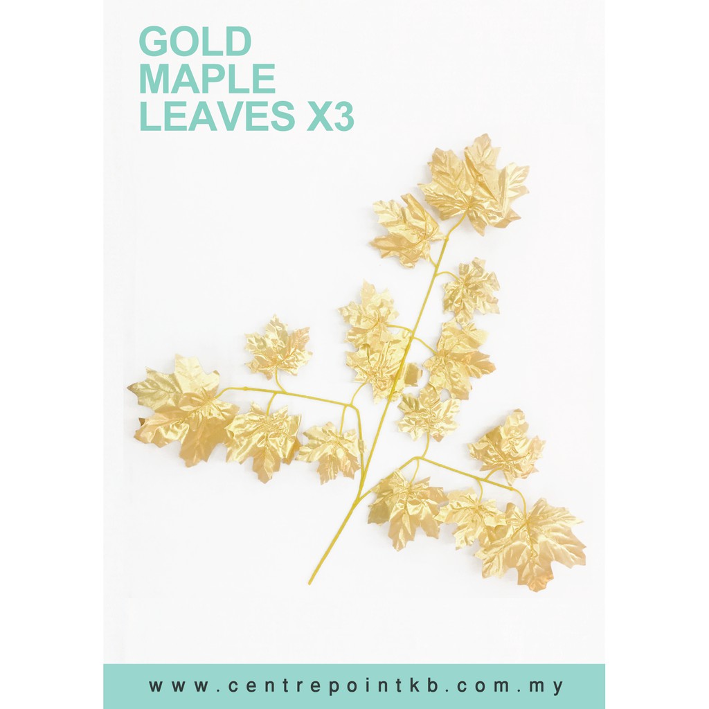 Gold Maple Leaves X3 for Decoration Daun Maple Emas x3 